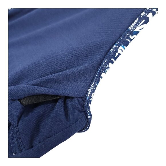 $98 Ellen Tracy Halter V-Neck One Piece Swimsuit Navy White NWT Size 12 Lined - Picture 8 of 12